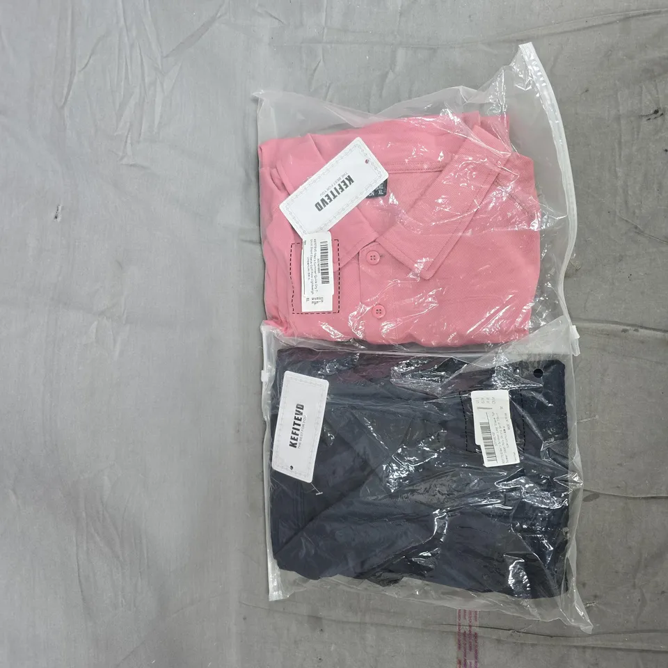 KEFITEVD Men's Polo Shirts (2) Pink & Navy – Sealed in Bags
