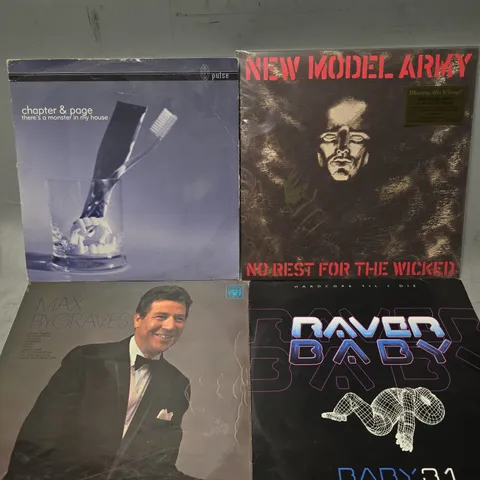 APPROXIMATELY 30 ASSORTED VINYL RECORDS TO INCLUDE MAX BYGRAVES, NEW MODEL ARMY, BABY RAVER ETC - COLLECTION ONLY
