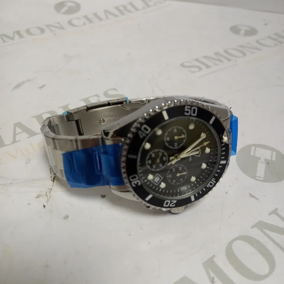 MENS RUCKSTUHL CHRONOGRAPH 8829 WATCH – BLACK DIAL - STAINLESS STEEL STRAP – 3ATM WATER RESISTANT – DATE FUNCTION