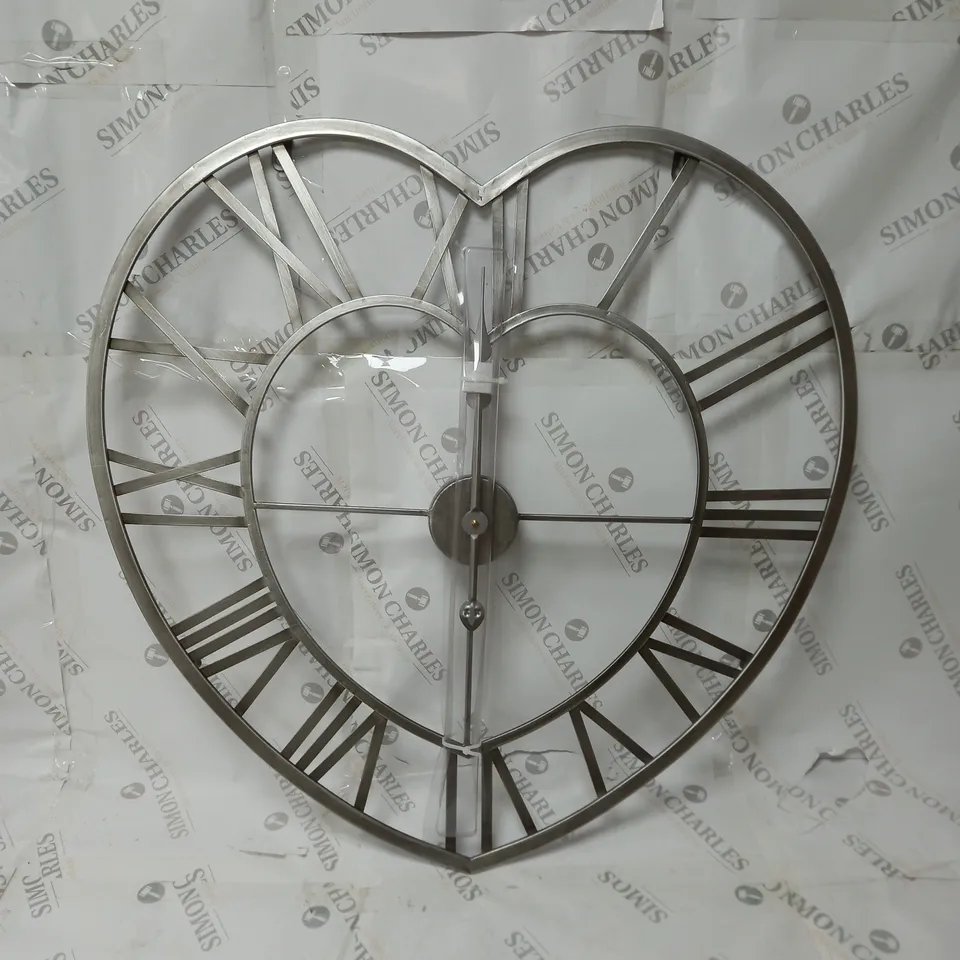 HOMETIME METAL HEART SHAPED WALL CLOCK