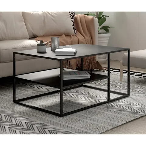 BOXED ELENNA FRAME COFFEE TABLE WITH STORAGE - BLACK