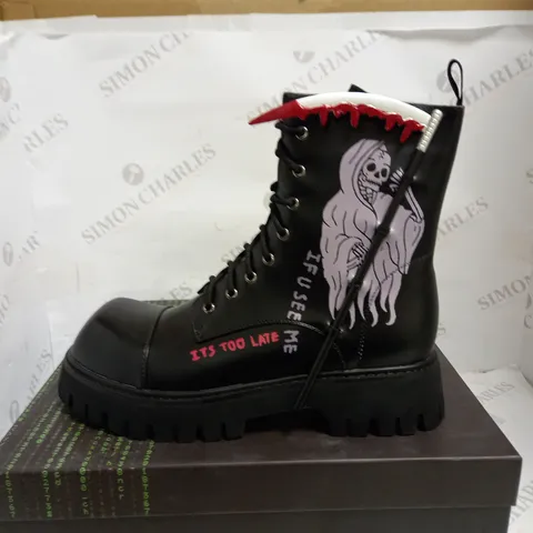 KOI VEGAN GRIM REAPER PLATFORM BOOTS UK SIZE 9
