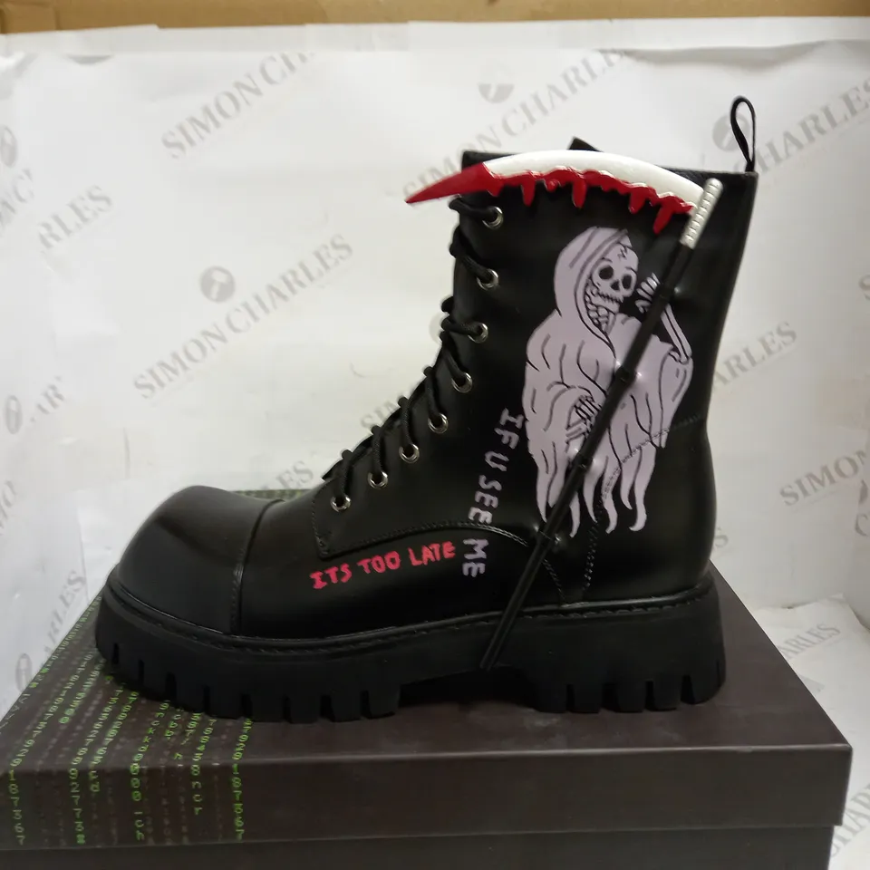 KOI VEGAN GRIM REAPER PLATFORM BOOTS UK SIZE 9