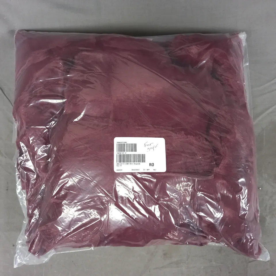 DANNII MINOGUE FAUX FUR COAT IN BURGUNDY SIZE 12