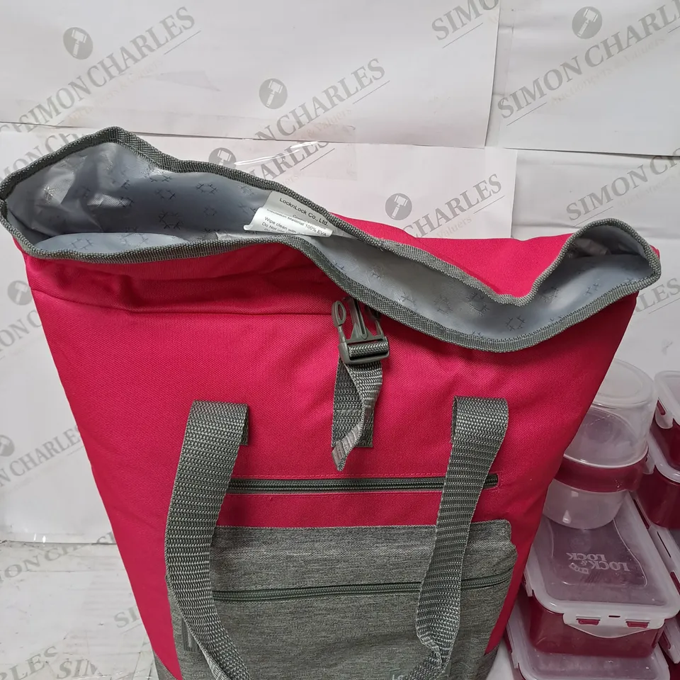 LOCK & LOCK COOLER TOTE WITH 7 PIECE CONTAINERS