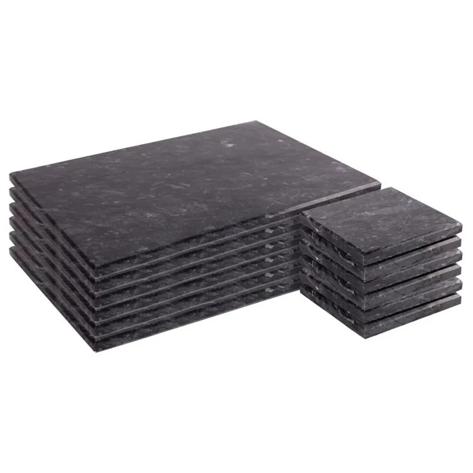 BOX OF 6 MARBLE CHARCOAL ABSTRACT SQUARES
