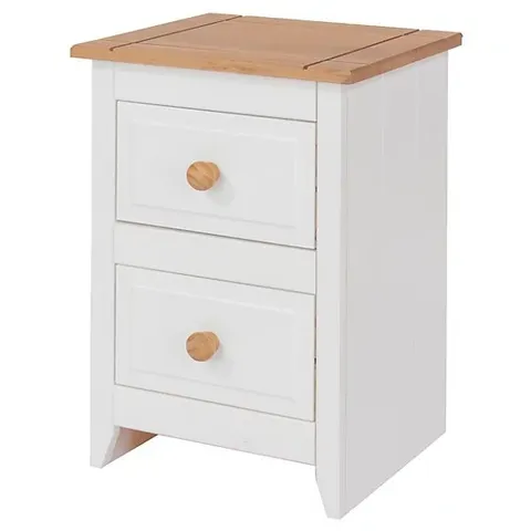 BOXED CORE PRODUCTS CAPRI WHITE 2 DRAWER PETITE BEDSIDE CABINET (1 BOX)