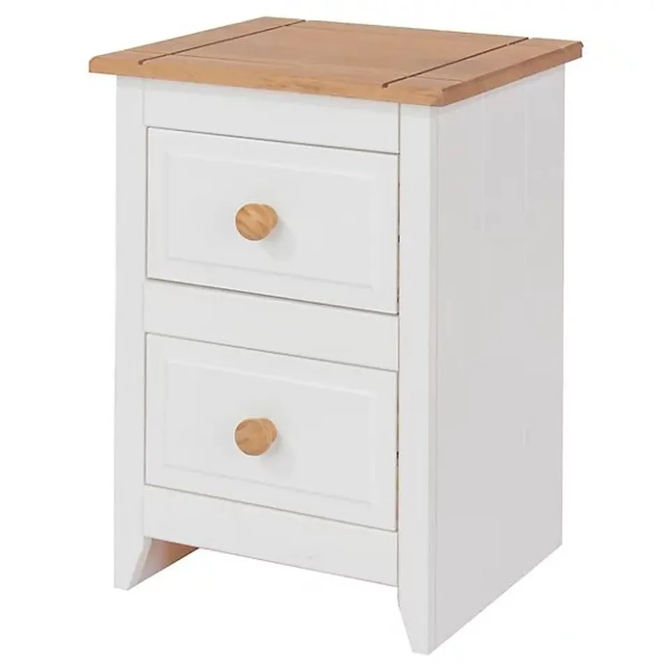 BOXED CORE PRODUCTS CAPRI WHITE 2 DRAWER PETITE BEDSIDE CABINET (1 BOX)