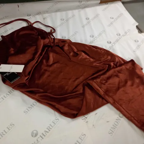 CLUB OF LONDON RUST CAMI COWL NECK ASYMETRICAL HEM DRESS - UK 14