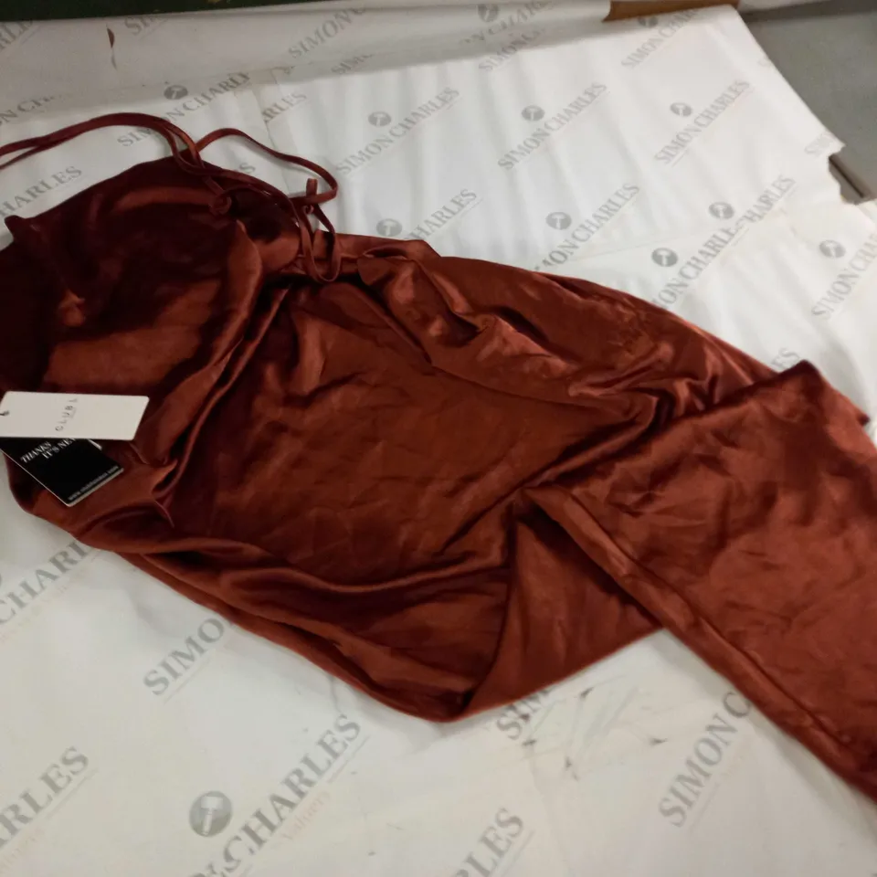 CLUB OF LONDON RUST CAMI COWL NECK ASYMETRICAL HEM DRESS - UK 14