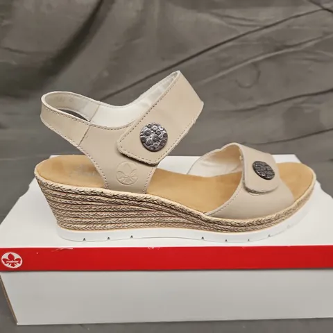 BOXED PAIR OF WOMENS RIEKER STRAP WEDGE SANDALS - UK SIZE 40