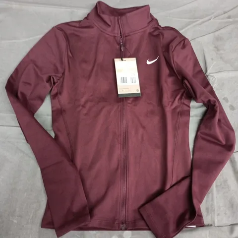 NIKE ONE DRI-FIT WOMEN'S TRAINING JACKET – BURGUNDY- SMALL