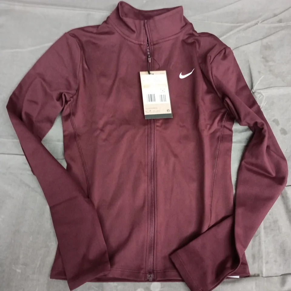 NIKE ONE DRI-FIT WOMEN'S TRAINING JACKET – BURGUNDY- SMALL