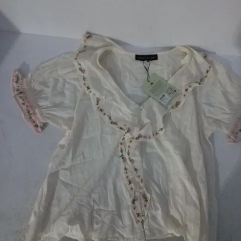 NOBODY'S CHILD X ELIZABETH SCARLETT WHITNEY BLOUSE IN WHITE SIZE UK 12