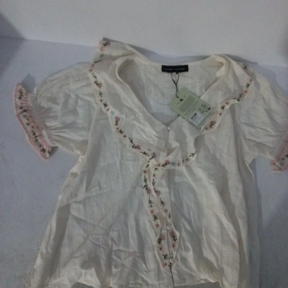 NOBODY'S CHILD X ELIZABETH SCARLETT WHITNEY BLOUSE IN WHITE SIZE UK 12