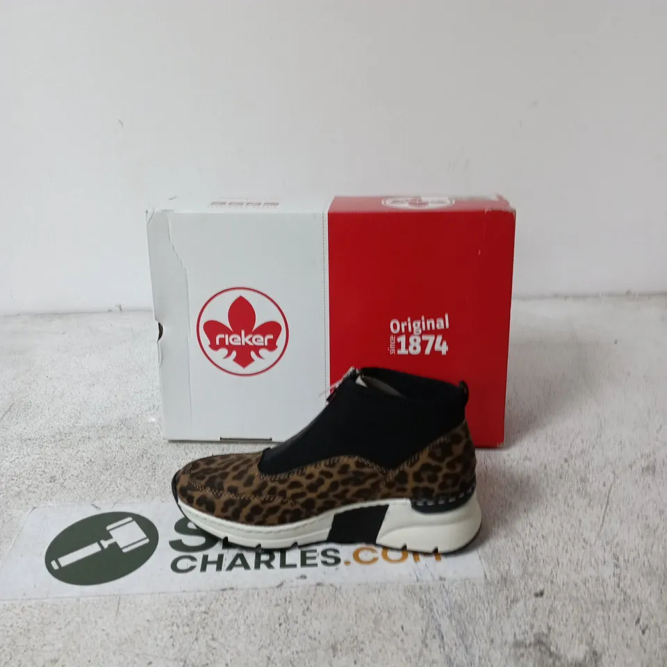 BOXED RIEKER LEOPARD PRINT SLIP-ON SHOES – WOMEN’S - EUR 39