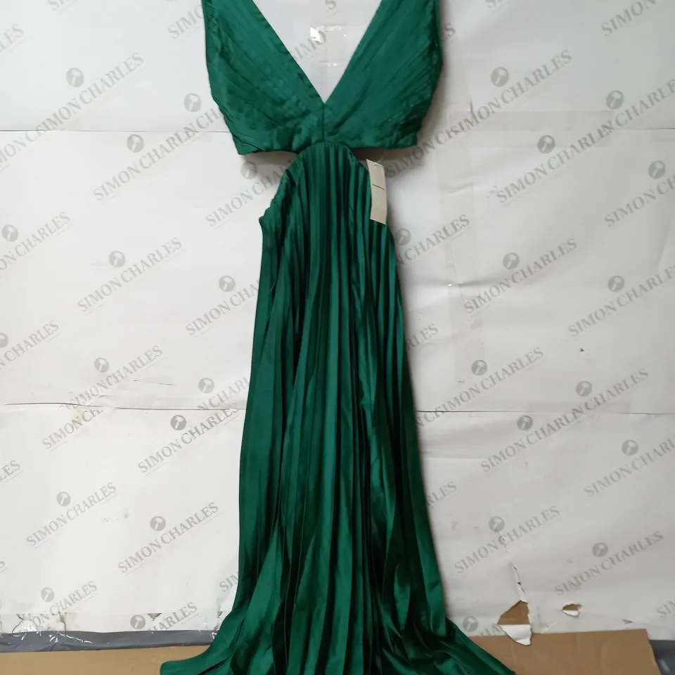 ABERCROMBIE & FITCH GREEN PLEATED CUT OUT DRESS - XXS