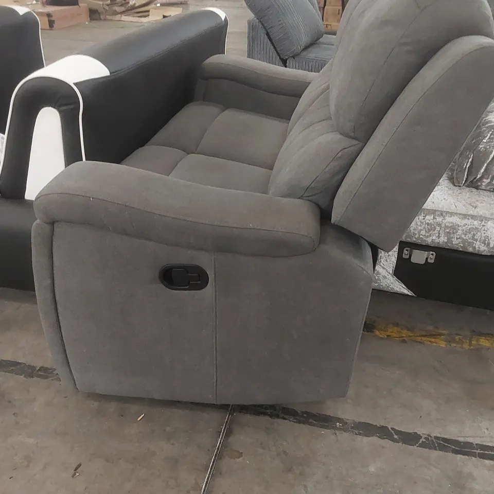 QUALITY DESIGNER 2 SEATER FABRIC UPHOLSTERED MANUAL RECLINER SOFA