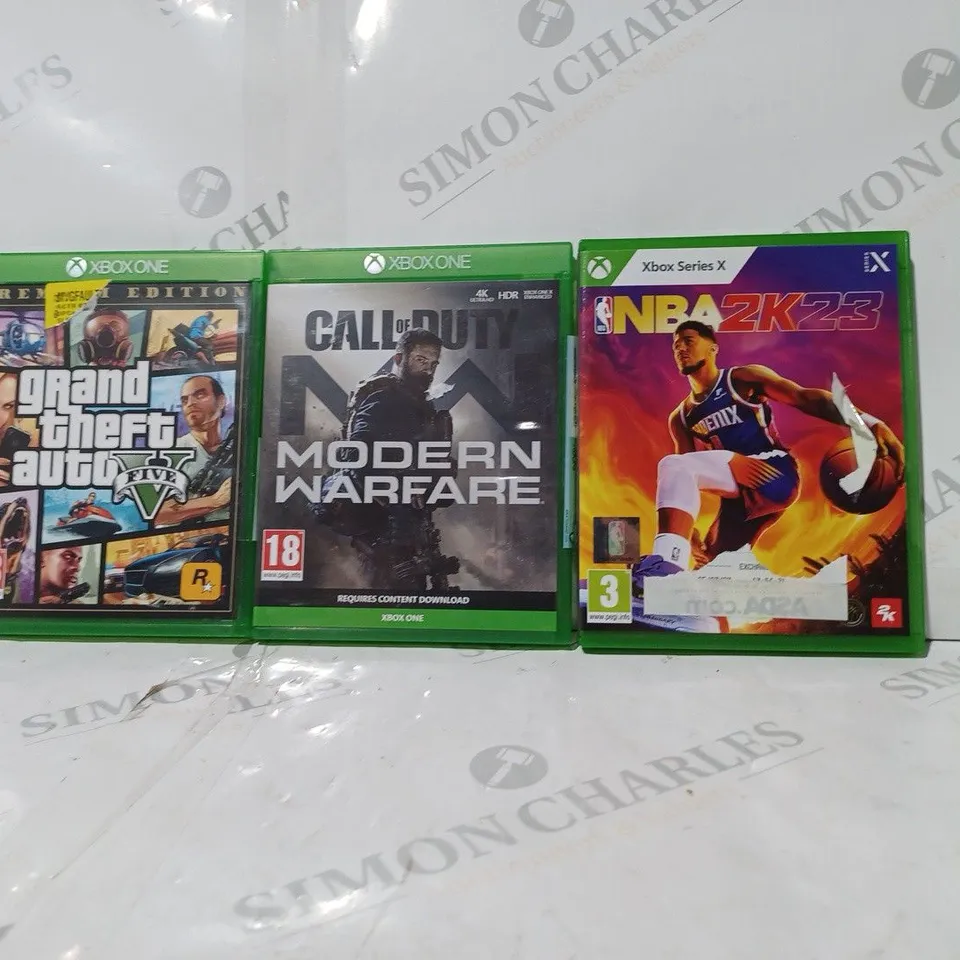 3 ASSORTED XBOX ONE GAMES TO INCLUDE: GRAND THEFT AUTO V, CALL OF DUTY & NBA 2K23
