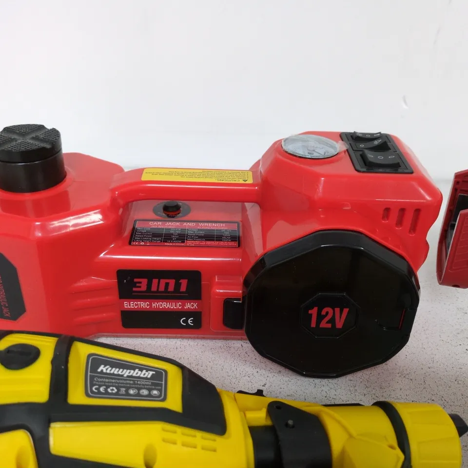 LOT OF 4 ASSORTED UNBOXED ITEMS TO INCLUDE ELECTRIC HYDRAULIC JACK AND TOOOT POLISHING MACHINE