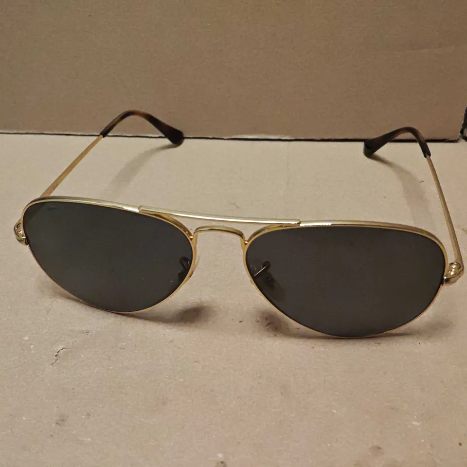 RAY BAN GOLD TONE FRAMED GLASSES WITH CARRY CASE