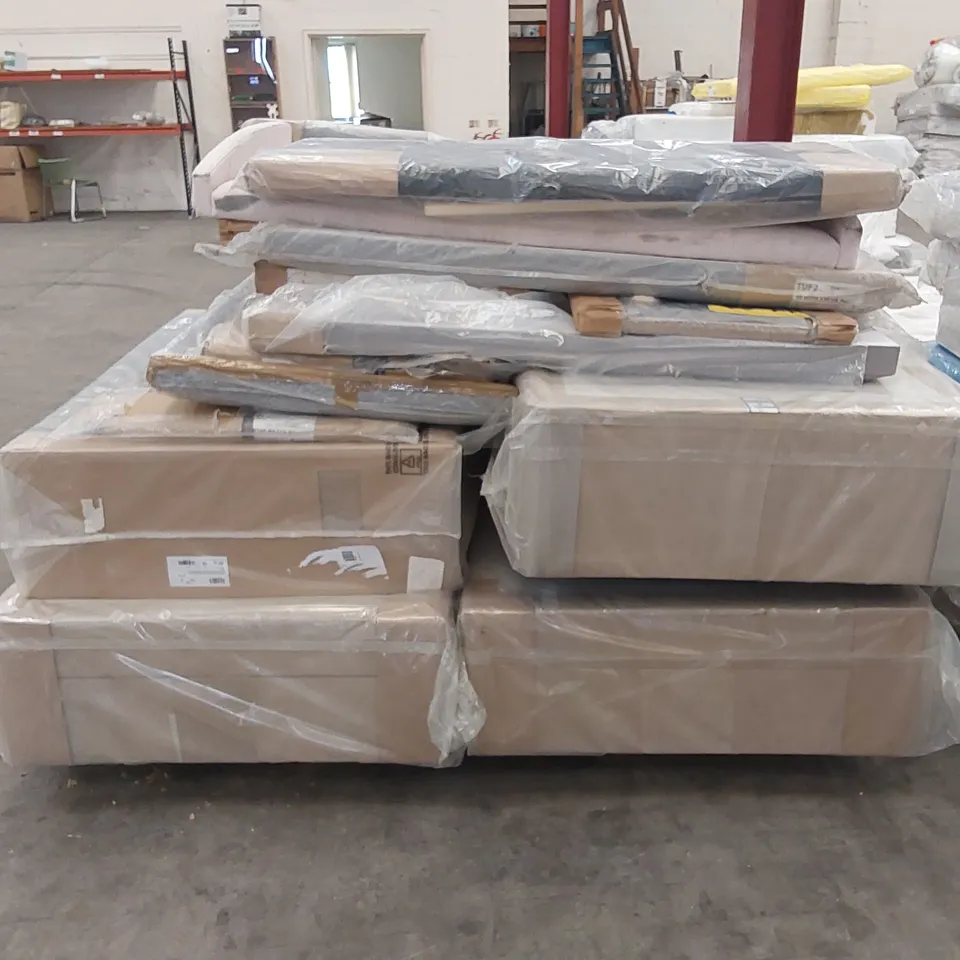 PALLET TO CONTAIN A LARGE ASSORTMENT OF DIVAN BASES AND HEADBOARDS 
