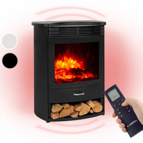 KLARSTEIN BORMIO S ELECTRIC FIREPLACE HEATER MODERN FIRE BURNING FLAME EFFECT FAN THERMOSTAT 1900W