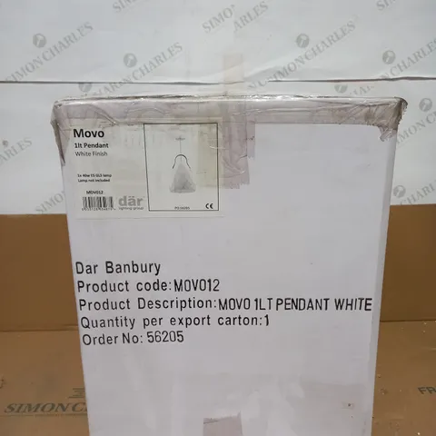 MOVO 1LT PENDANT WHITE FINISH 