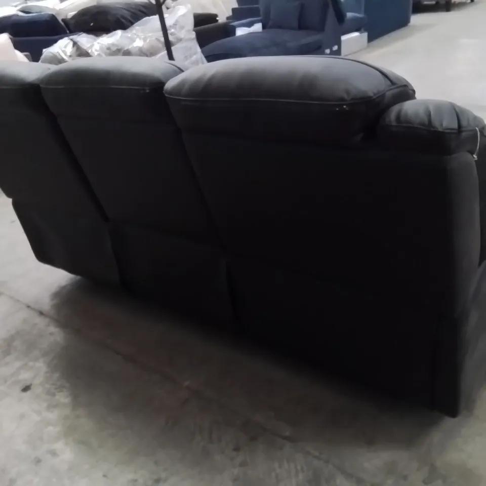 QUALITY DESIGNER FAUX LEATHER BLACK 3 SEATER MANUAL RECLINING SOFA 