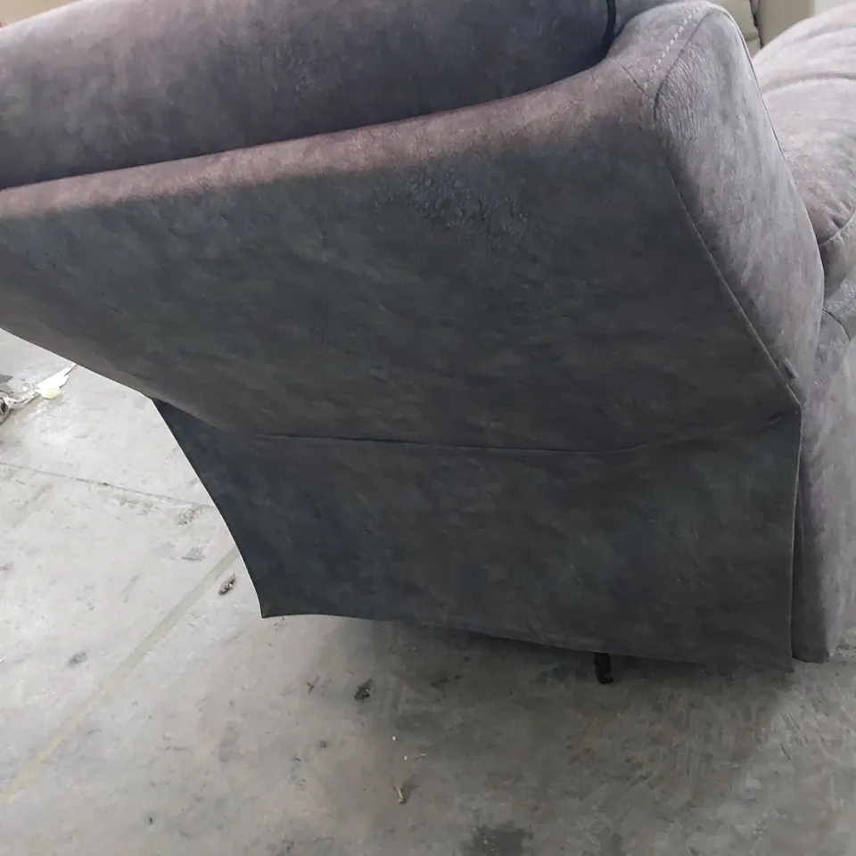 DESIGNER ORION POWER RECLINING EASY CHAIR CHARCOAL SUEDE WITH BLACK PIPING