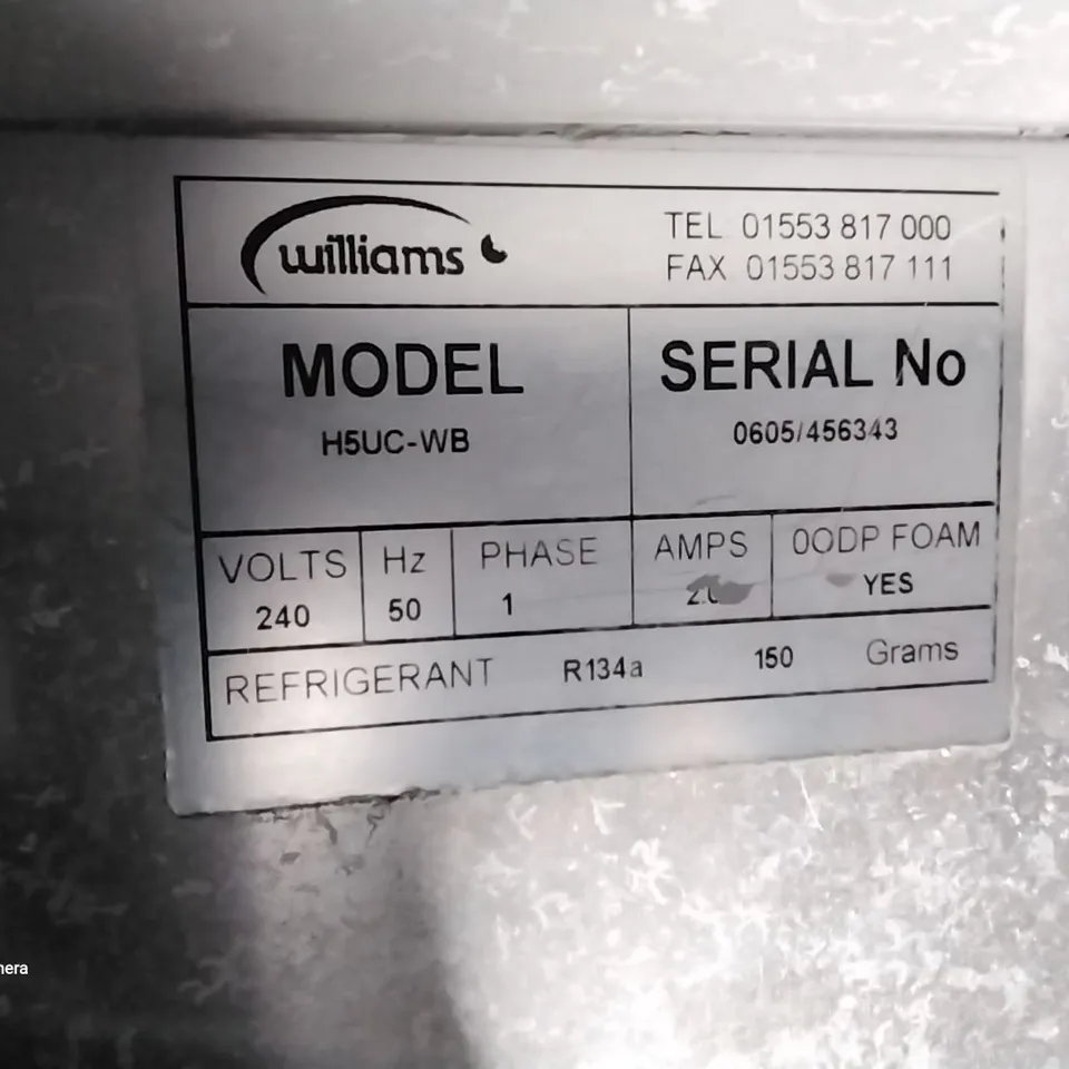 WILLIAMS H5UC-WB UNDER COUNTER FRIDGE