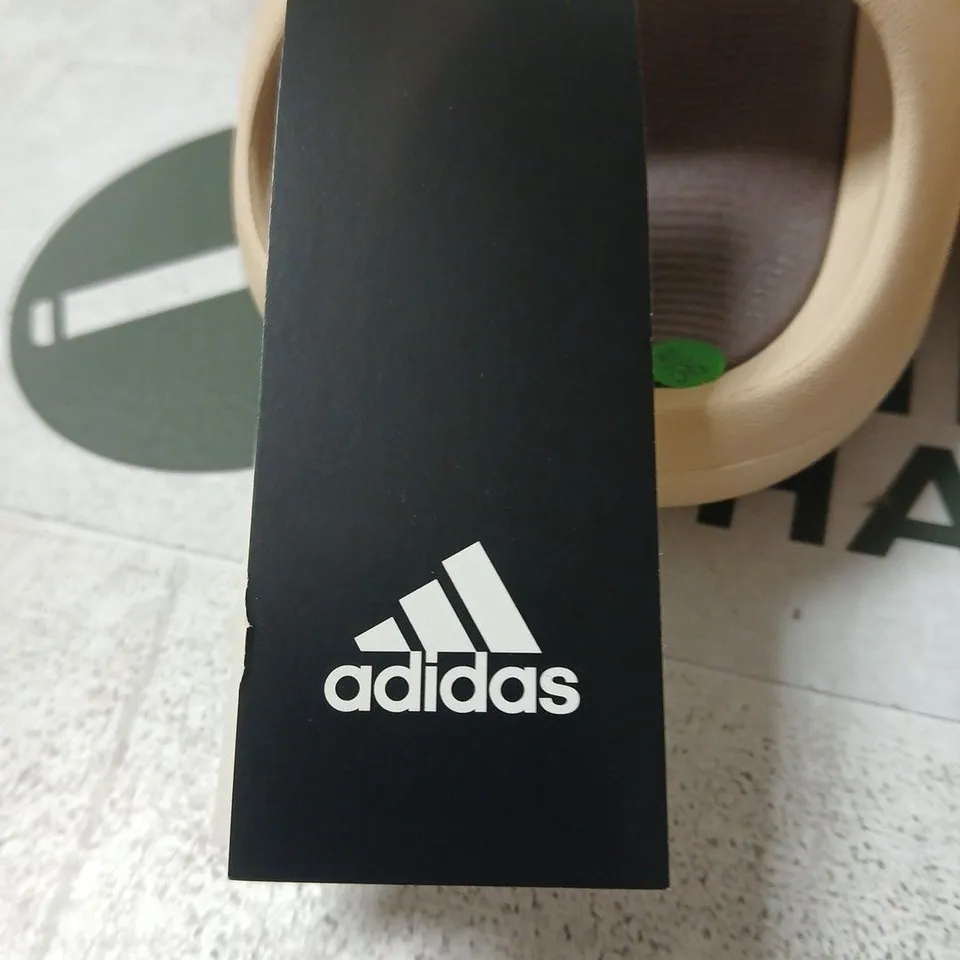 BOXED ADIDAS ADICANE SLIDE SANDALS – SAND, UK 9 (US 9)