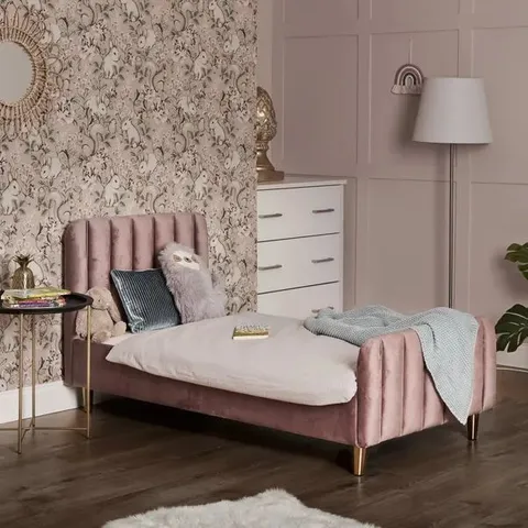 BOXED OBABY GATSBY VELVET TODDLER BED - PINK (2 BOXES)