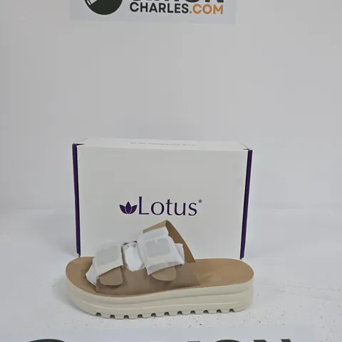 LOTUS WOMENβS SANDALS β TAN STRAPS, CREAM SOLE SZIE EU 41