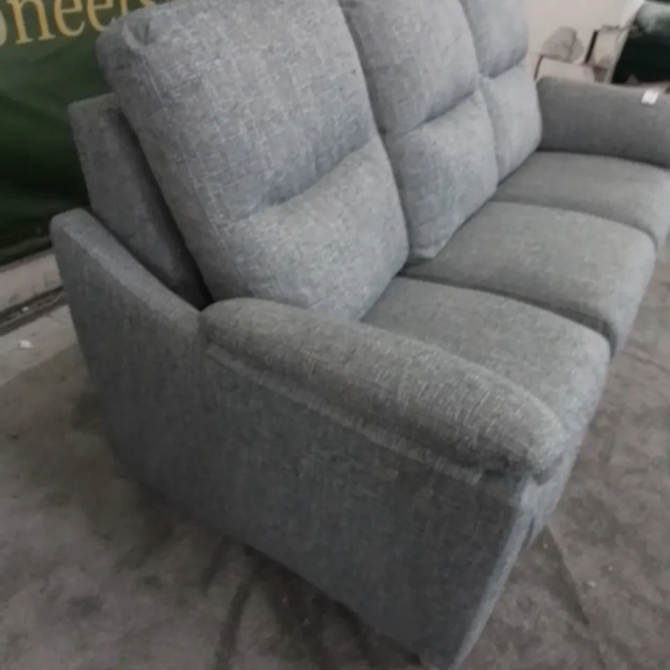 DESIGNER G PLAN MADE SPENCER DAPPLE KINGFISHER FABRIC ELECTRIC RECLINING THREE SEATER SOFA