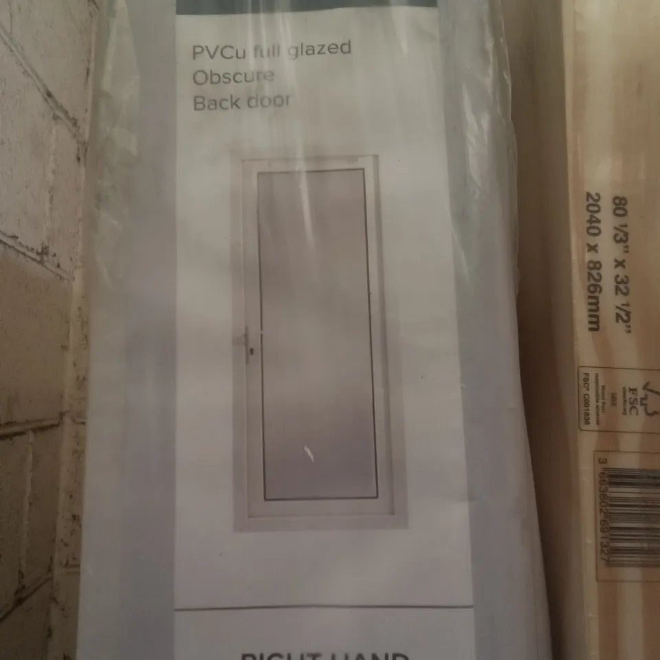 2055 X 840MM PVCU FULL GLAZED OBSCURE BACK DOOR 