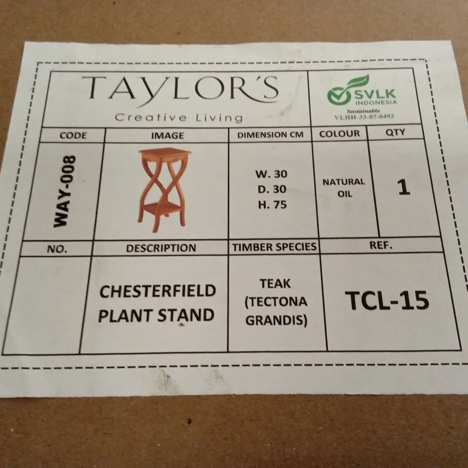 BOXED TAYLOR'S CHESTERFIELD PLANT STAND (1 BOX)