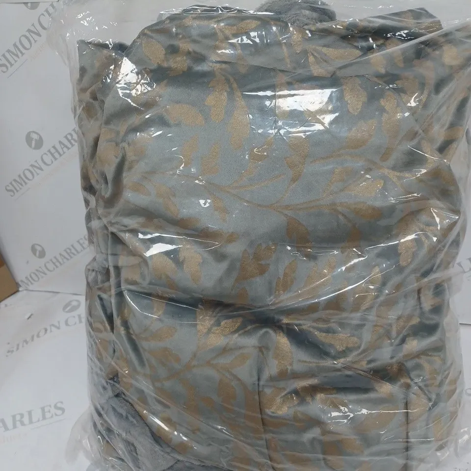 4 PIECE KING SIZE CHARCOAL GOLDEN FOIL LEAF VELVET SHEET