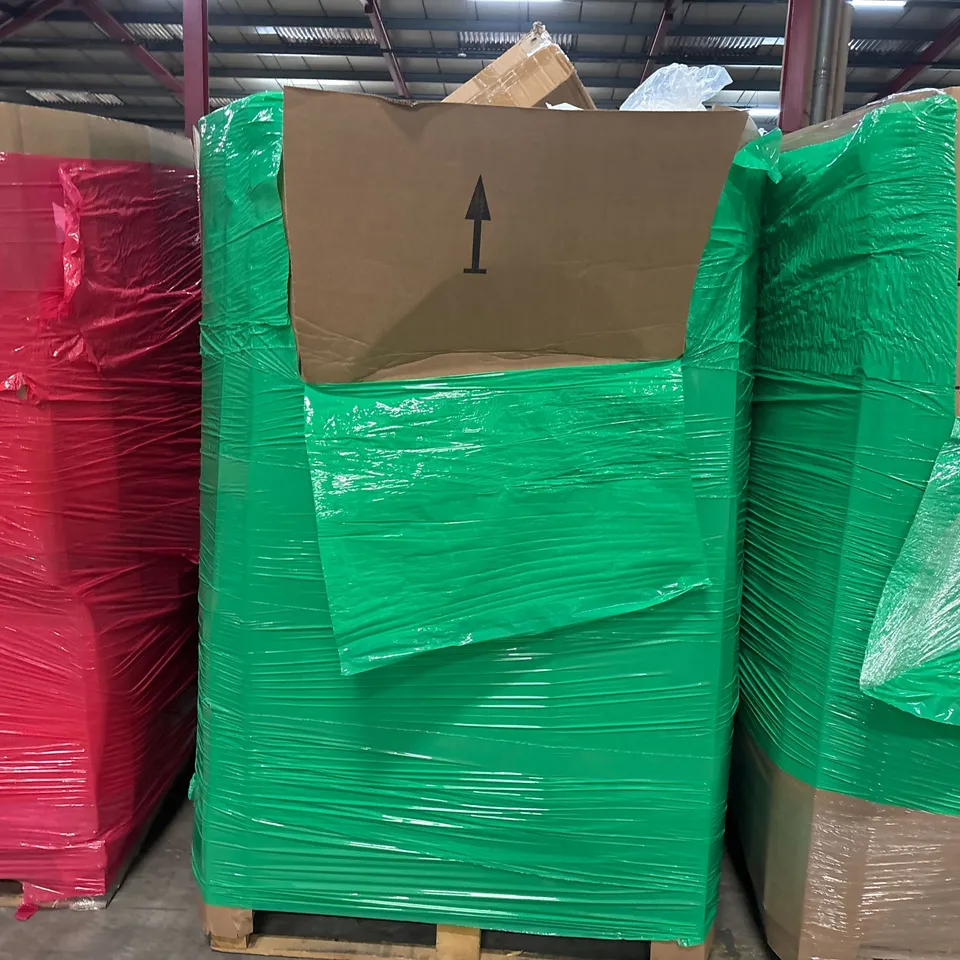 PALLET OF ASSORTED CONSUMER PRODUCTS TO INCLUDE: PLAYPENS, TOILET SEATS, NEAL'S YARD BEAUTY SET, CROSS, BATH MAT ECT