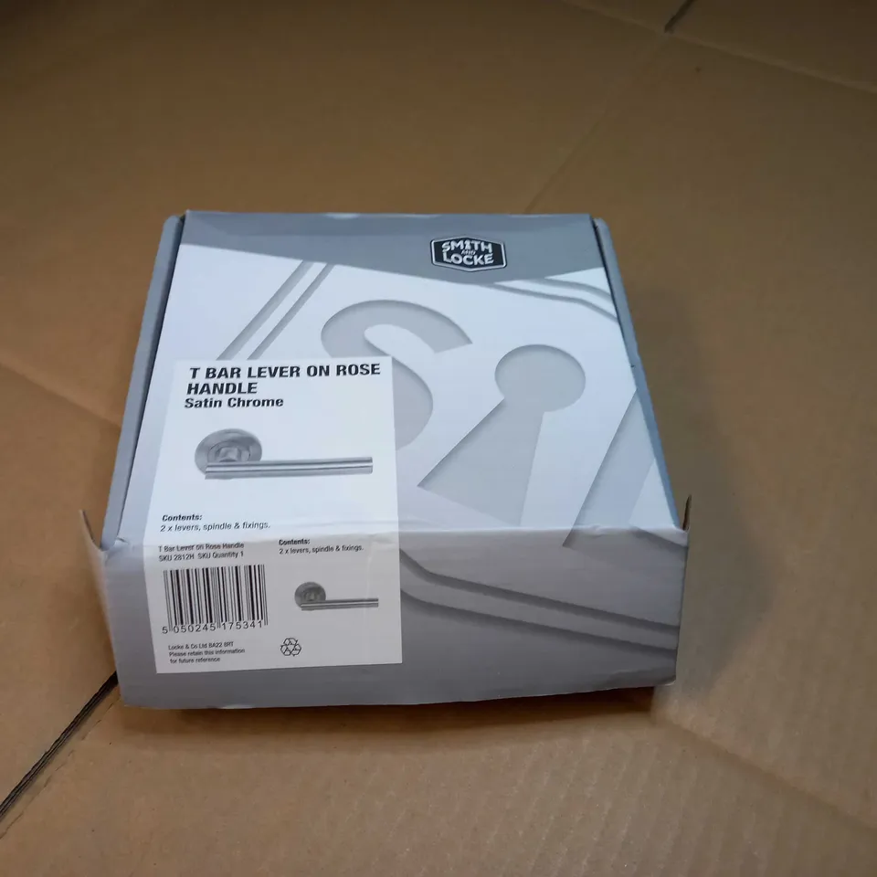 SMITH AND LOCKE T BAR LEVER ON ROSE HANDLE SATIN CHROME