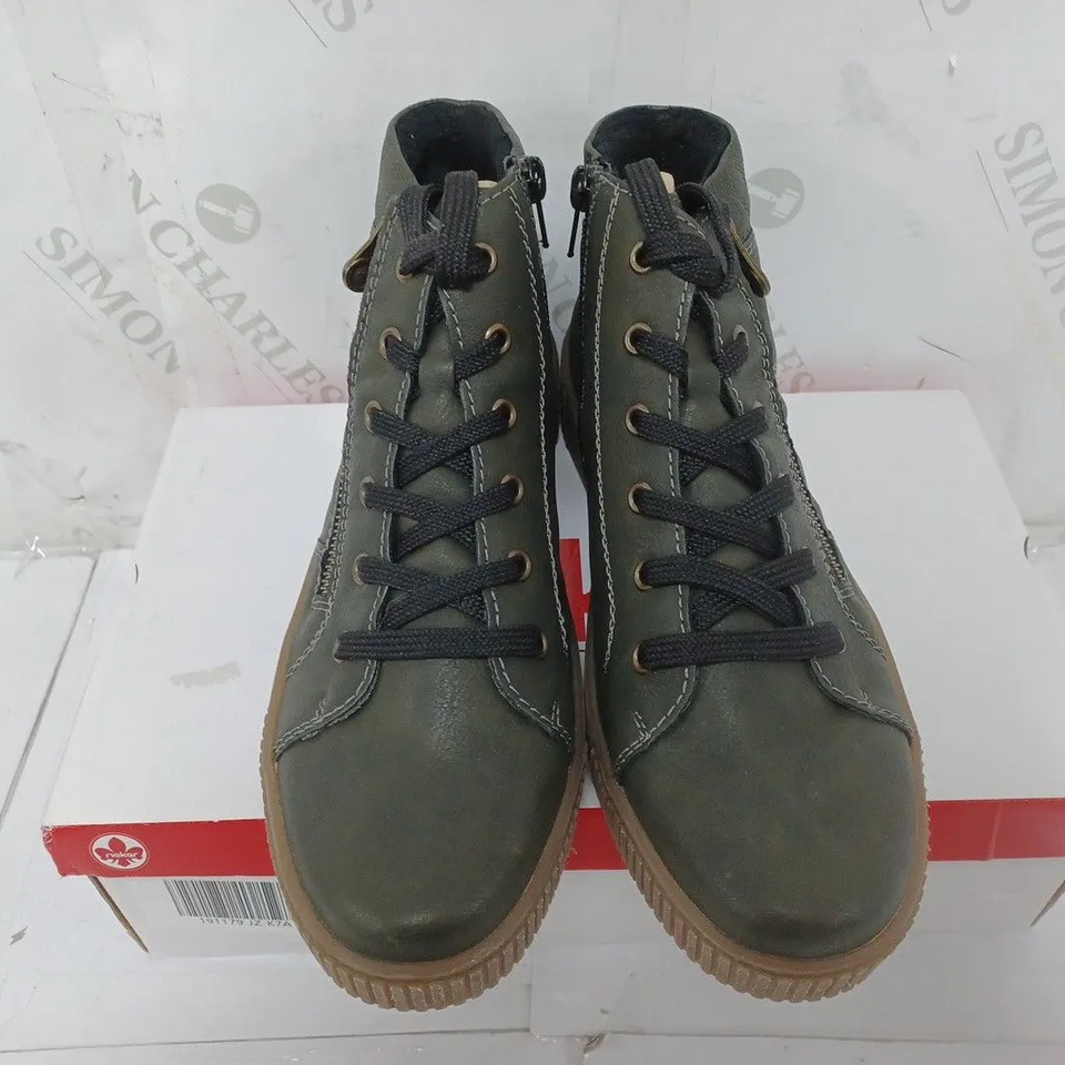 BOXED RIEKER HI TOP CUFFED TRAINERS, KHAKI - 41