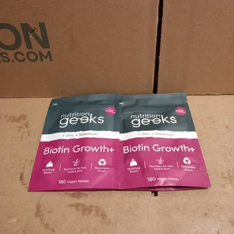 2 X NUTRITION GEEKS BIOTIN GROWTH+ 180 VEGAN TABLETS