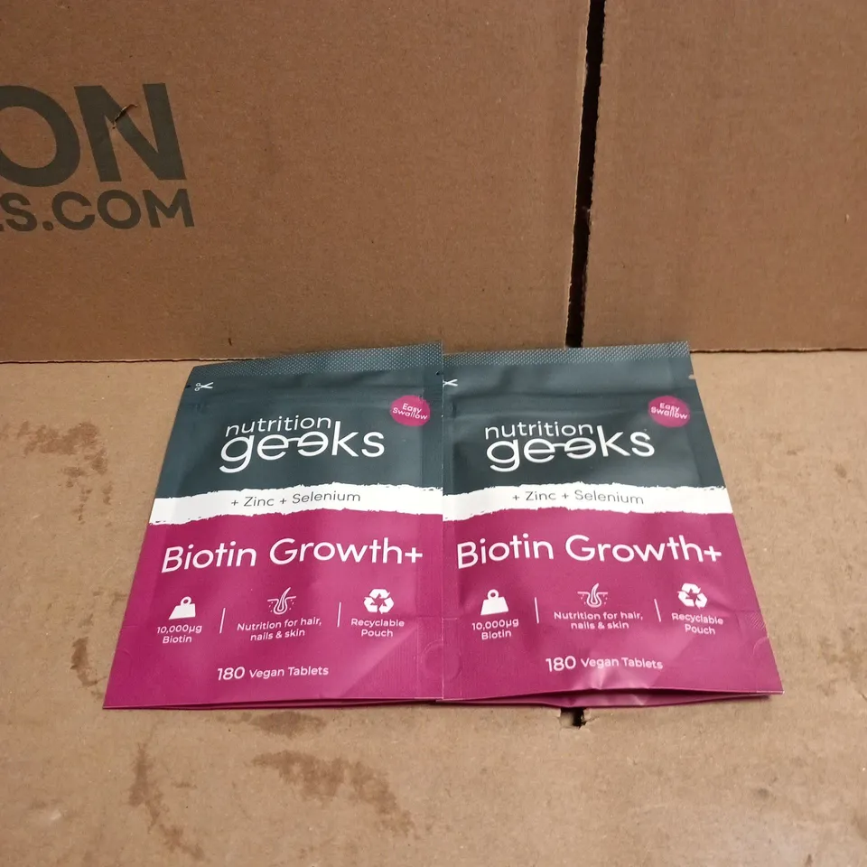 2 X NUTRITION GEEKS BIOTIN GROWTH+ 180 VEGAN TABLETS