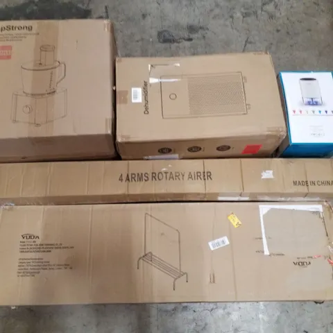 PALLET CONTAINING ASSORTED PRODUCTS INCLUDING GARMENT RACK, 4 ARMS ROTARY AIRER, DEHUMIDIFIERS & MULTIFUNCTIONAL FOOD PROCESSOR