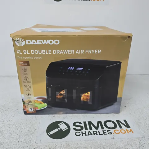 DAEWOO XL 9L DOUBLE DRAWER AIR FRYER – BOXED