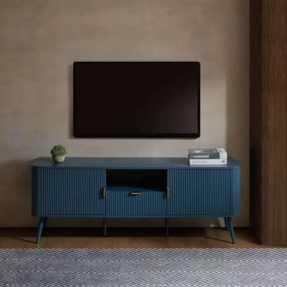 BOXED DUSK HATTIE TV UNIT FOR TVS UP TO 65"- TEAL (1 BOX)