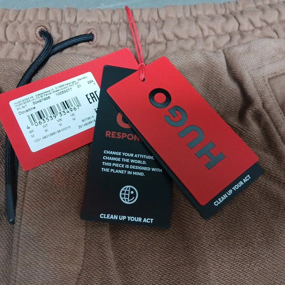 hugo boss exposed hem brown joggers - m