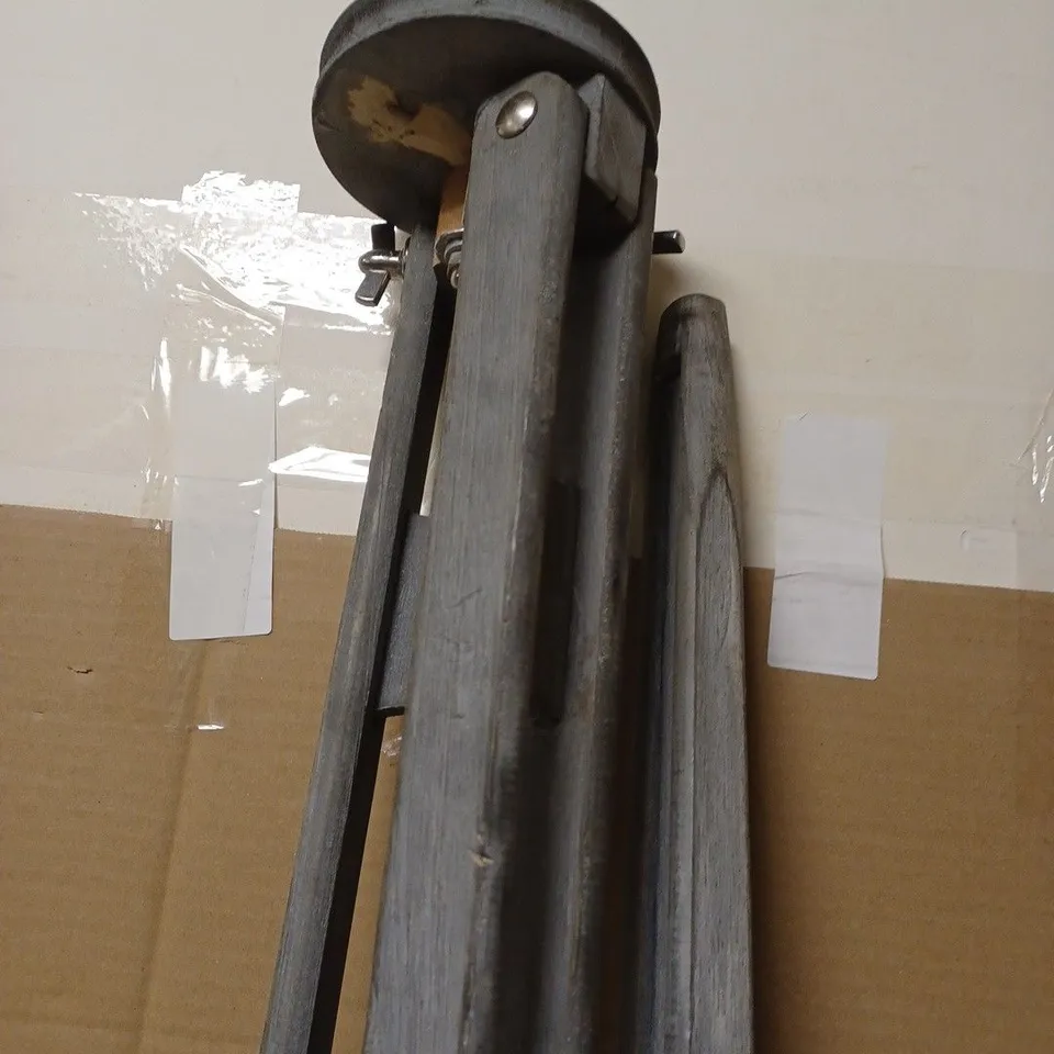 JOHN LEWIS GREY WOODEN TRIPOD BASE FLOOR LAMP 
