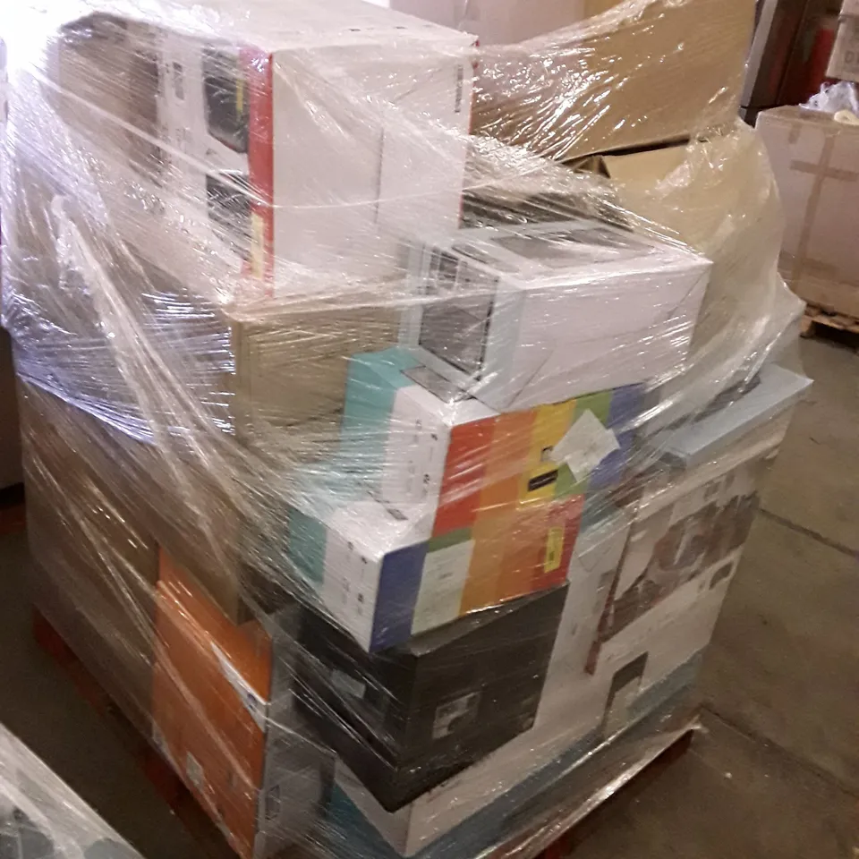 PALLET OF ASSORTED ELECTRONIC PRODUCTS INCLUDING BLUETOOTH RADIO, PRINTERS, GAMING SET, PARTY SPEAKER SYSTEM