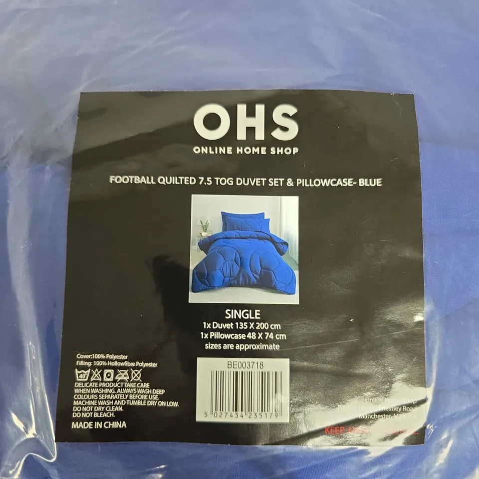 OHS ONLINE HOME SHOP BLUE DUVET SET WITH PILLOWCASE (SINGLE) – 7.5 TOG